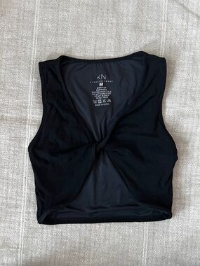 Klassy Network Black Twist-Knot Crop Tank Top